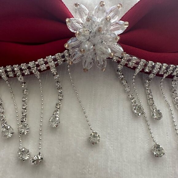 Gorgeous deep red rhinestone and beaded hair claw - Picture 4 of 6